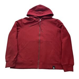 American Giant Mens Classic Full Zip Hoodie Sweatshirt Large Red Heavyweight USA